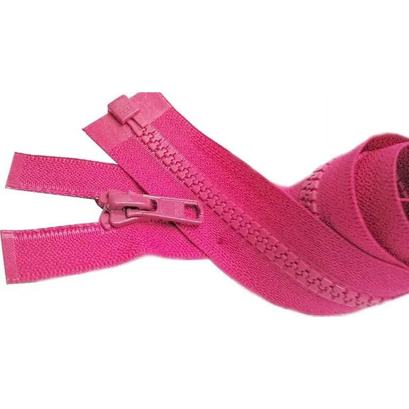 YKK #5 Molded Vislon Medium Weight Jacket Separating Zipper - Color: Lipstick Pink #516 - Made in The United States (1 Zipper Per Pack) (18" Inches)