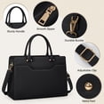 thumbnail image 3 of Bolsa para portátil RAINSMORE para mujer, 15.6 pulgadas, piel impermeable, negra, 3 of 8
