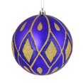 thumbnail image 1 of Vickerman N188066D 4 in. Purple Matte Ball Ornament with Glitter Diamond Pattern  4 per Pack, 1 of 1