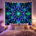 thumbnail image 2 of Neon Floral Mandala on a Black Background, Mystical Psychedelic Style for Art Lovers, Abstract Wall Art, Housewarming Gift, Tapestry Wall Hanging for Bedroom and Dorm, 2 of 7