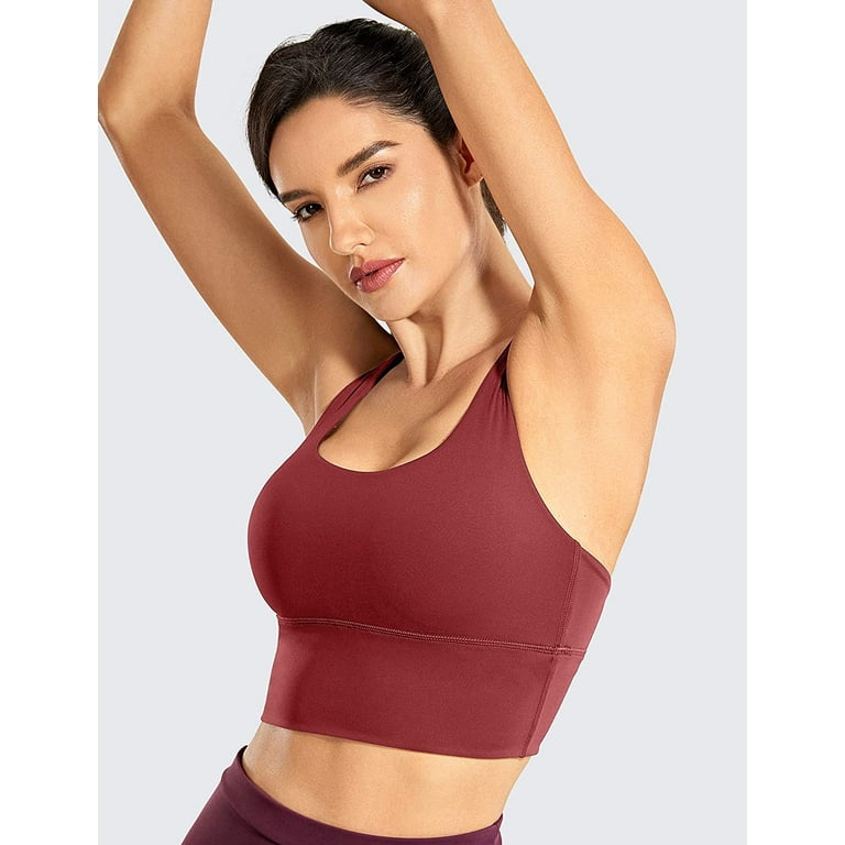 CRZ YOGA Womens Strappy Longline Sports Bra - Medium Impact Criss Cross  Yoga Padded Bras Workout Crop Top Black XX-Small at  Women's Clothing  store