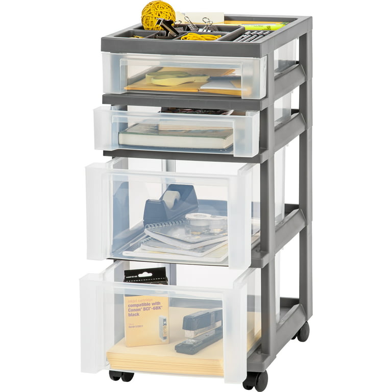 Iris Usa 3-drawer Storage Cart With Organizer Top With Wheels