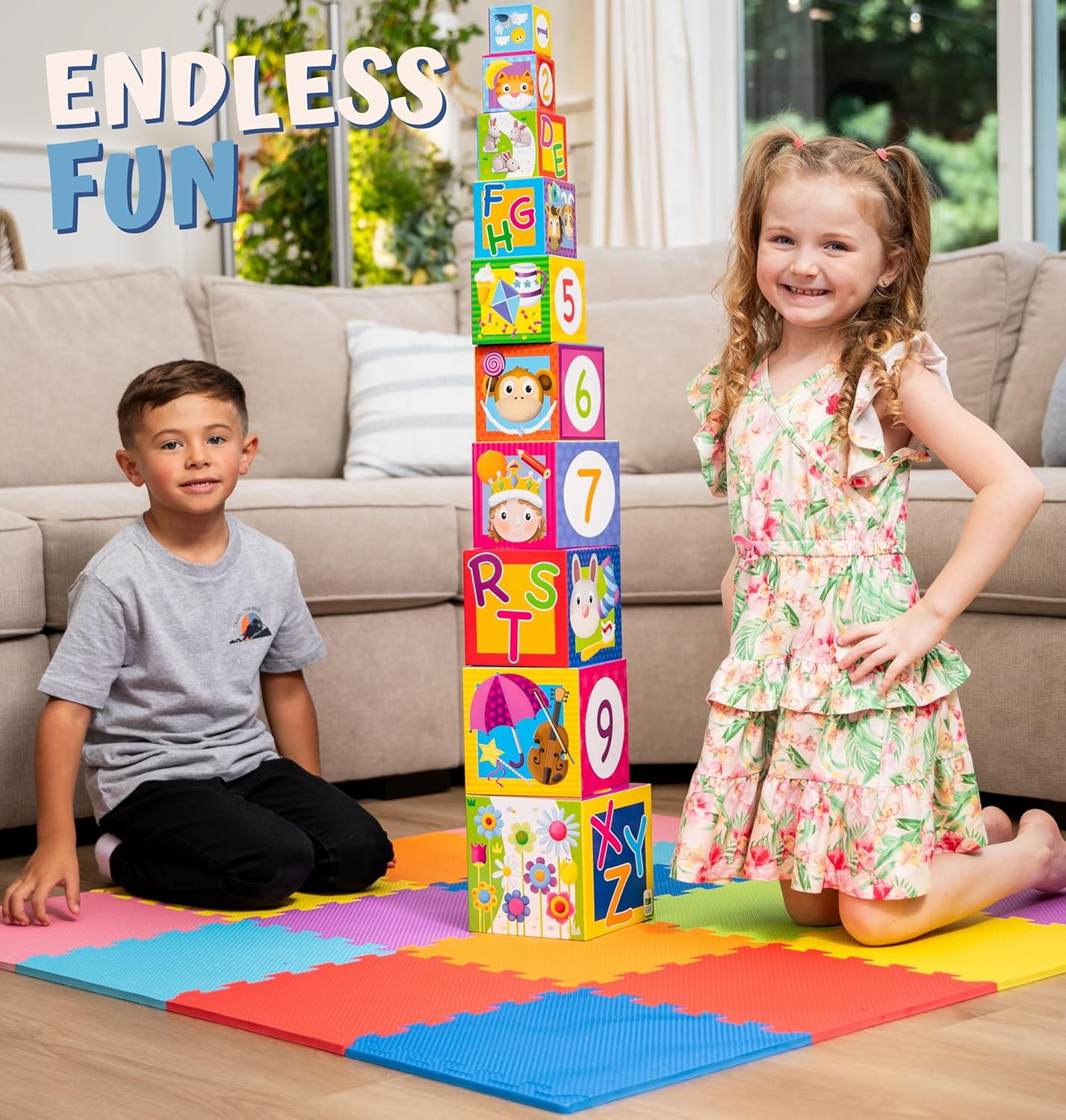 ToyVelt Foam Puzzle Floor Mat for Kids – 32 Tiles MultiColor Interlocking Play Mat