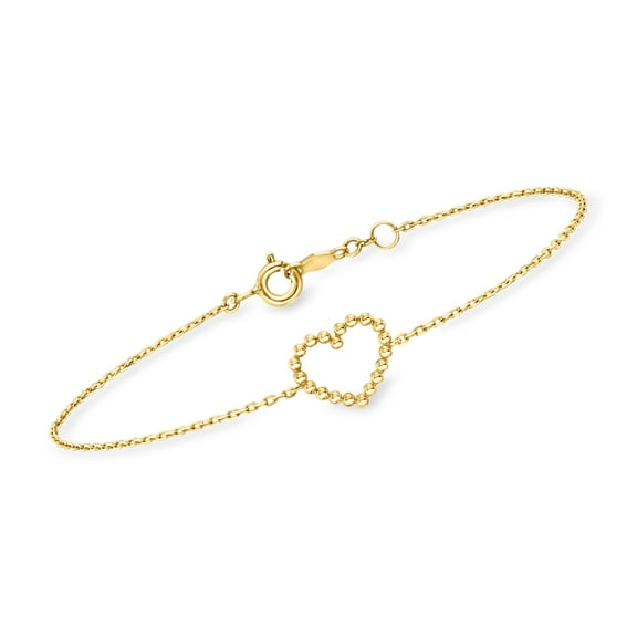 Pure Collection by Ross-Simons Italian 14kt Yellow Gold Beaded Heart Bracelet, Women's, Adult