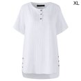 thumbnail image 1 of Camiseta a cuadros Mujer Blusa de manga corta con botones de verano Top suelto, Blanco, XL Eigraketly AP001353-04, 1 of 7