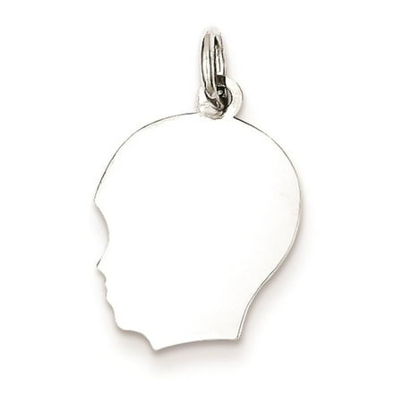Boy Disc Flat Back Polished 27 Gauge Charm Pendant 925 Sterling Silver