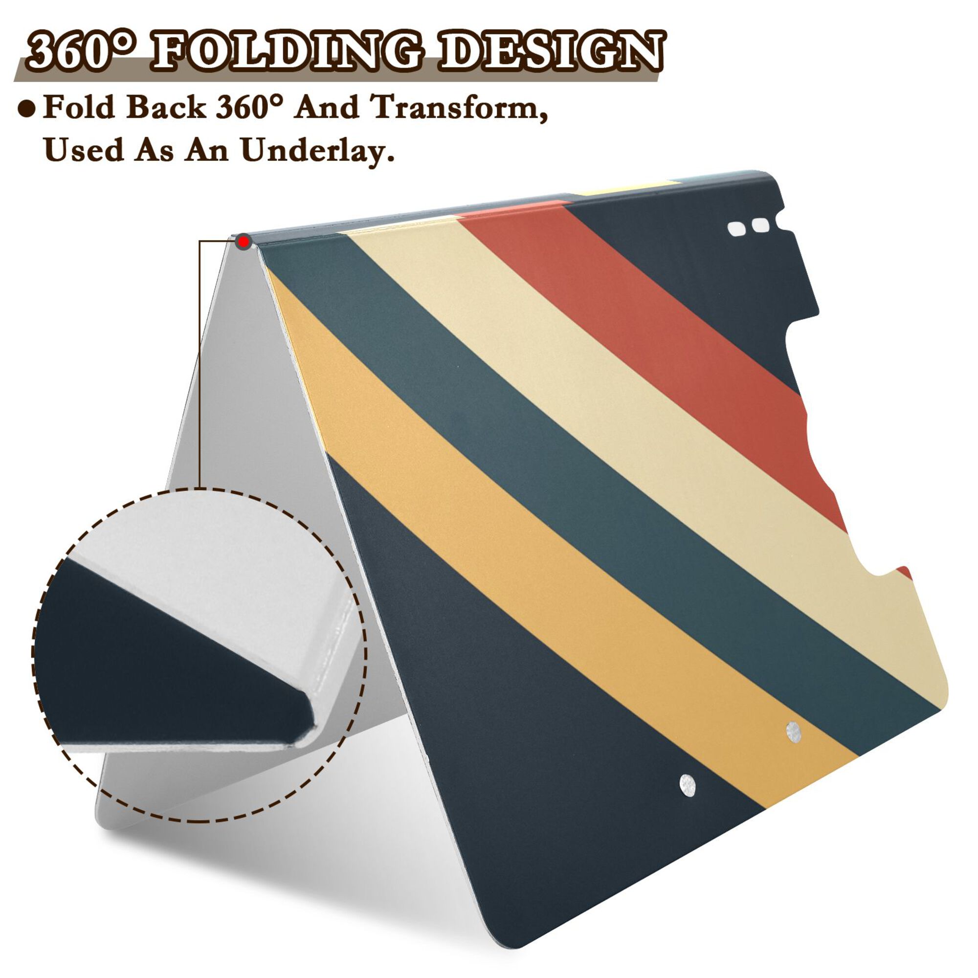 FORMRS A4 Clipboard Folder with Pen Holder Horizontal Foldable School Office Binder, Beige Stripes