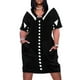 thumbnail image 1 of Vestido de cuello y bots de imitación para mujer ropa holgada con bolsillos blanco y negro vestidos de cumpleaños, 1 of 6