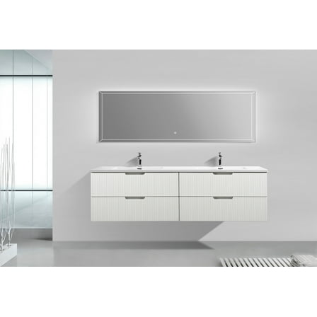 Themis 72 Inch White Doubel Sink Vanity With A Integrated Sink