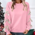 thumbnail image 2 of Valentine Tops for Women Long Sleeves Valentine Sweatshirt Trendy Bow Detail Shirts Plus Size Ladies Gift Tops Pink 2XL, 2 of 9
