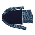 thumbnail image 4 of Traje de baño de dos piezas para mujer, de fibra de poliéster, de manga larga, con estampado de hojas, traje de baño para surfear, para piscina y playa, 4 of 15