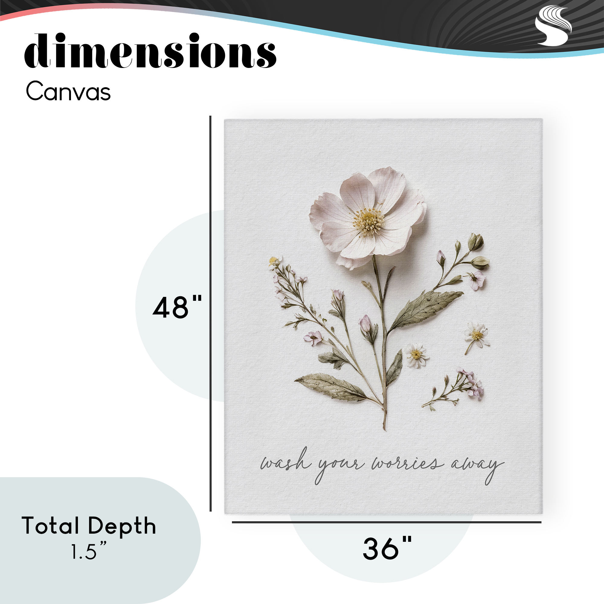 Pressed Flower Wash Worries Away Canvas Wall Art, design by Lettered and Lined