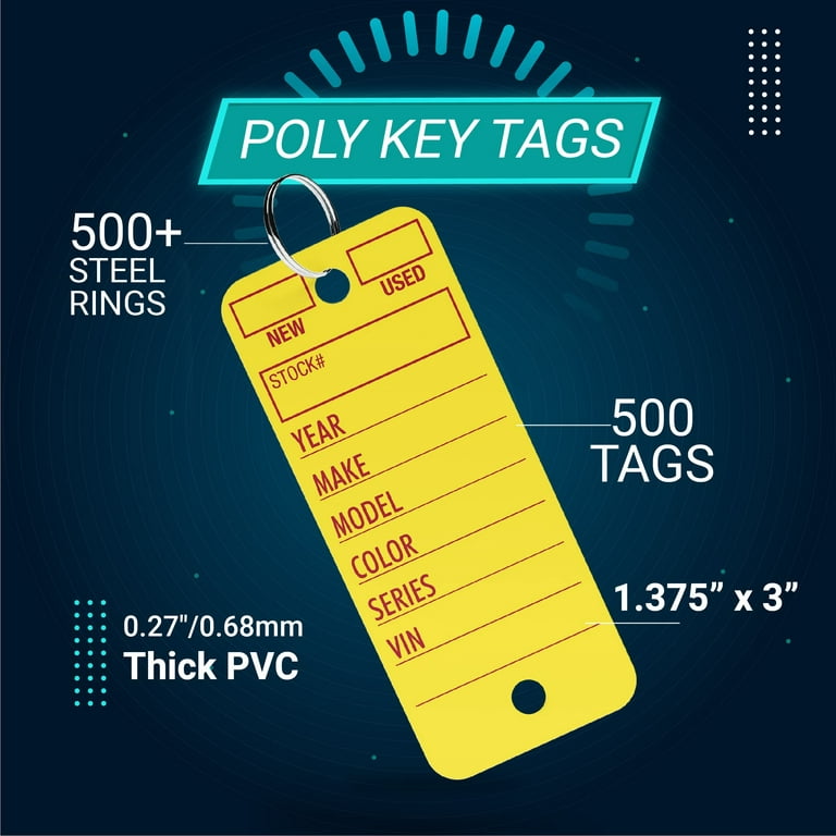 Poly Key Tags Dealership Tags Car Key Tags Plastic Key Tags with Labels 500  Pcs