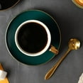 thumbnail image 7 of Green Ceramic Bone China European Luxury Coffee Cup and Saucer Set Scented Tea, Black Tea Flower Nordic, 7 of 7