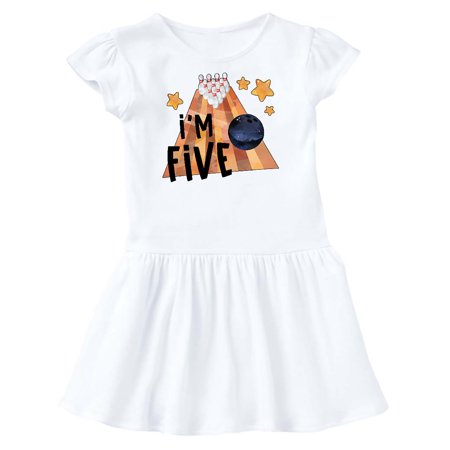 

Inktastic I m Five Bowling Ball and Pins 5th Birthday Gift Toddler Girl Dress