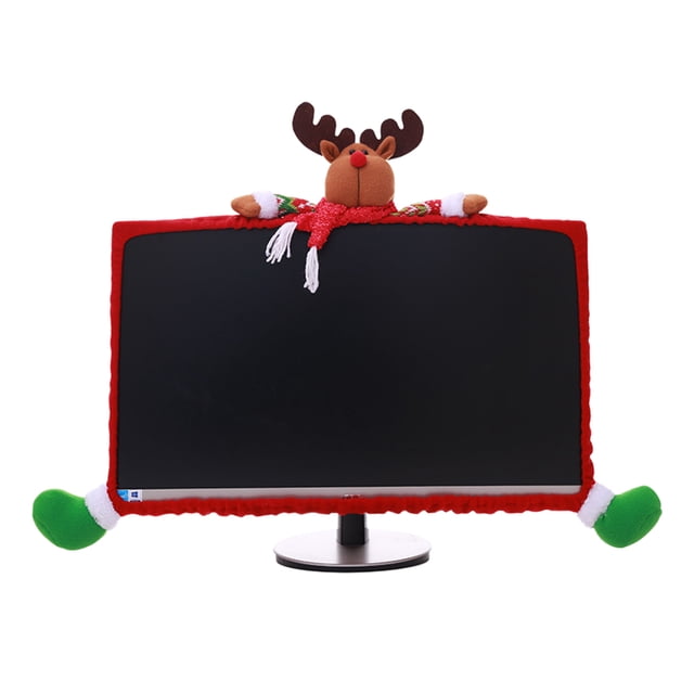 CIMAXIC christmas 25-35inch Screen Desktop Computer Monitor Cover Elk Protector Christmas Decorations Festival Ornament (Red),24.41"X14.96"X0.79"