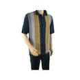 thumbnail image 5 of Mens Stacy Adams Italian Style Knit Woven Shirt Short Sleeves 3118 Navy Blue, 5 of 6