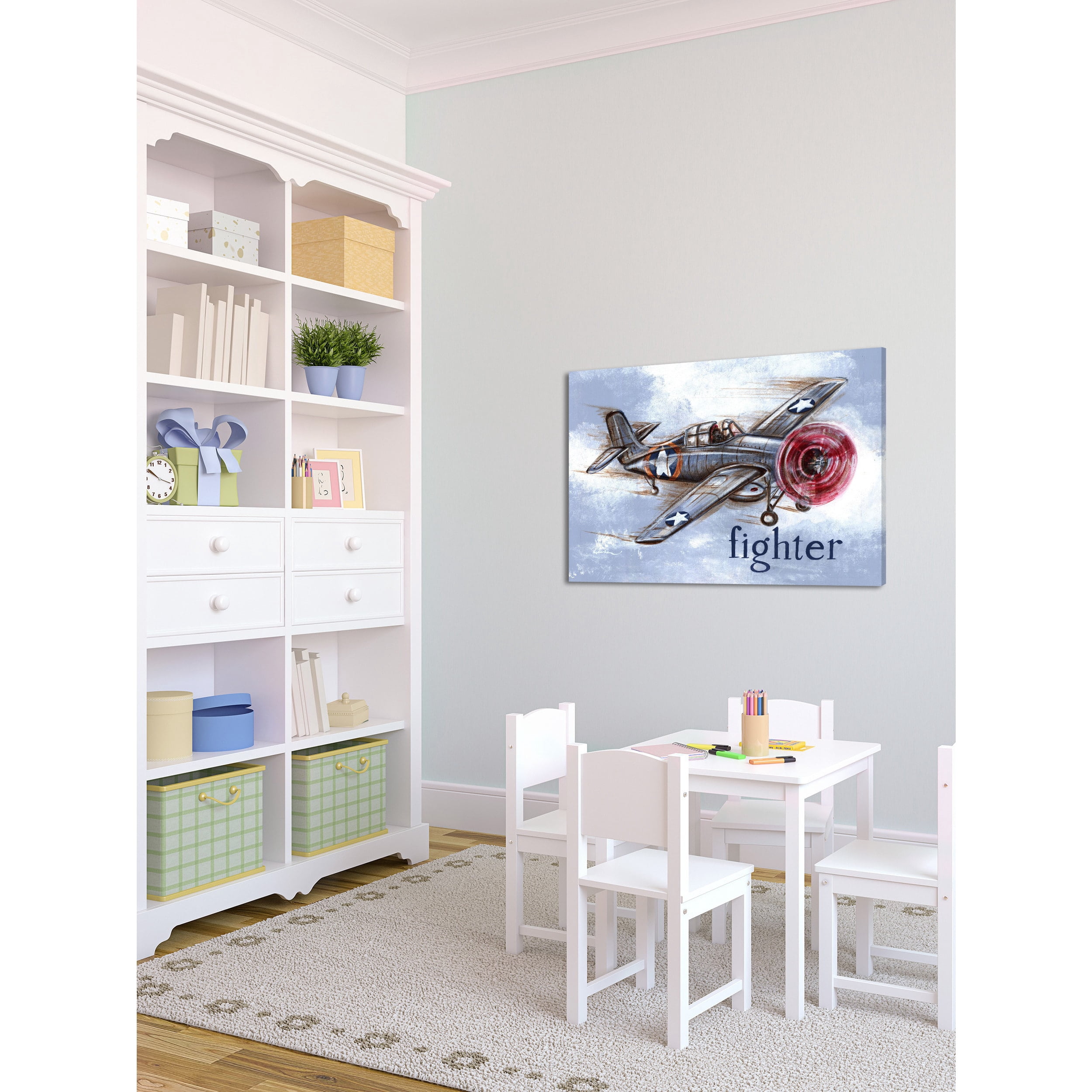 Marmont Hill "Fighter Plane" by Reesa Qualia Painting Print on Wrapped Canvas