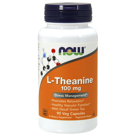 NOW Supplements, L-Theanine 100 mg with Decaf Green Tea, 90 Veg (Best L Theanine Brand)