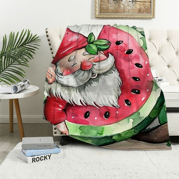 Fenyluxe Watermelon Soft Throw Blanket Flannel Bed Throw Cozy Lightweight Plush Gift for All Seasons Exquisite Present 40x50in