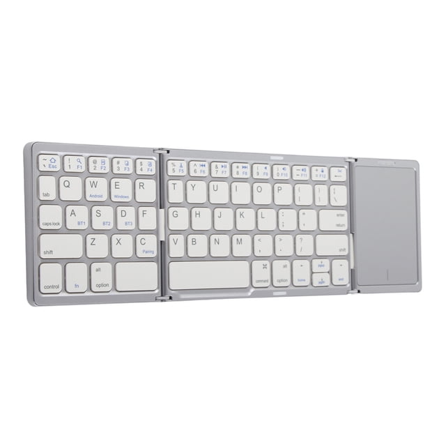 Foldable bt Keyboard, 3 Folds Cordless Portable Keyboard with Touchpad, Travel Keyboard for Tablet PC Smartphone, Cordless Foldable Portable Keyboard