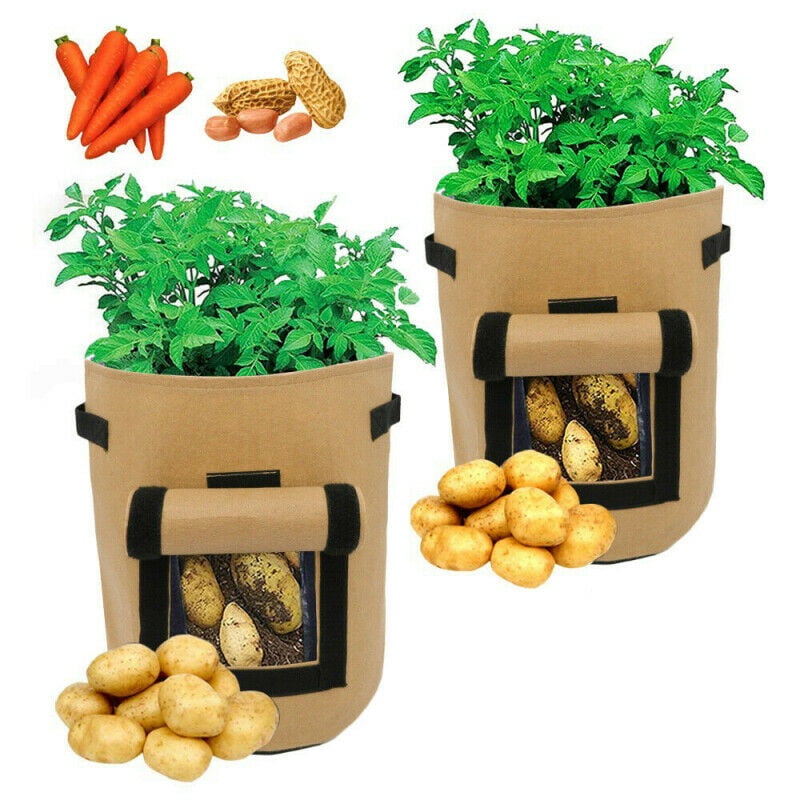 Pack of 2 Garden Plant Vegetables Potato Grow Bags Planter Container with Flap 