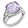 thumbnail image 1 of Beautiful Sterling Silver Rhodium Checker-Cut Pink Quartz Ring, 1 of 2