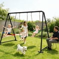 thumbnail image 6 of Yacona Swing Sets for Backyard, with Platform & Belt Swing, Playground Sets for Backyards, Outdoor Swingset for Kids, Black, 6 of 7