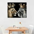 thumbnail image 2 of Nawypu  Lion King and Queen Canvas Wall Art Black and White African Wild Animals with Crown Picture Poster Lion and Lioness Animal Romantic Artwork for Bedroom Decor, 2 of 6