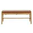 thumbnail image 3 of Weston Home Skovde Modern Scandinavian Light Oak Finish Bench, Caramel Faux Leather Cushion, 3 of 6