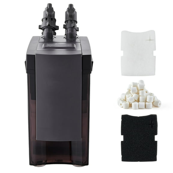 KFFKFF 396GPH External Canister Filter, 4-Stage Aquarium Filtration System with High-Performance Pump, Water Circulation Cleaner with Media for Large Fish Tanks and Aquariums Up to 125 Gallons