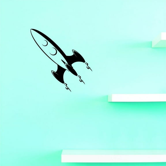 Custom Decals Rocket Ship Wall Art Size: 18 X 18 Inches Color: Black