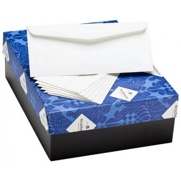 Strathmore Premium Envelopes, #10 Commercial Flap Smooth Finish 24 lb., 4-1/8 x 9-1/2 Inch, 500 Envelopes/Box - Sold as 1 Box, Ultimate White (M12117)