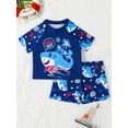 thumbnail image 1 of 2pcs Baby Boy's Surfing Suit Set, Cute Style, Blue Shark & Palm Tree Print, Quick-Dry Swimwear, 1 of 5