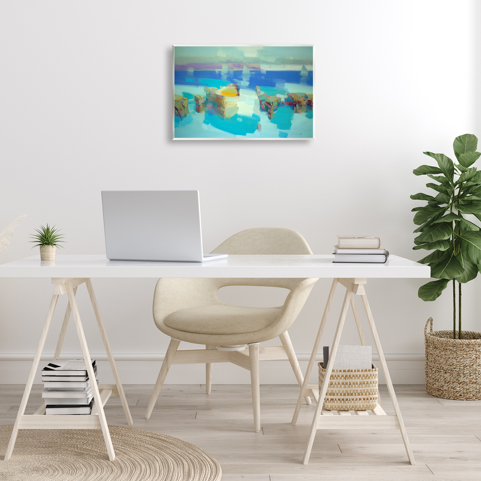 Stupell Industries Abstract Nautical Cliffs Abstract Painting Unframed Art Print Wall Art, 19 x 13