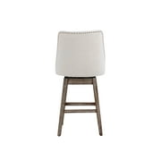 Guyou 27.5Counter Height Bar Stools Set of 2, Nailhead Trim Linen Barstools with Back and Wood Legs, 360°Swivel Upholstered Stool Chairs for Kitchen Island Breakfast Bar Restaurant, Cream