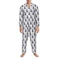 thumbnail image 3 of Honeii Blue Leaves Pattern Mens Pajamas Set,2pcs Men's Lounge Long Sleeve Sleep Shirt and Pajama Bottoms Sleepwear Set,Mens Pjs Sets-Small, 3 of 7
