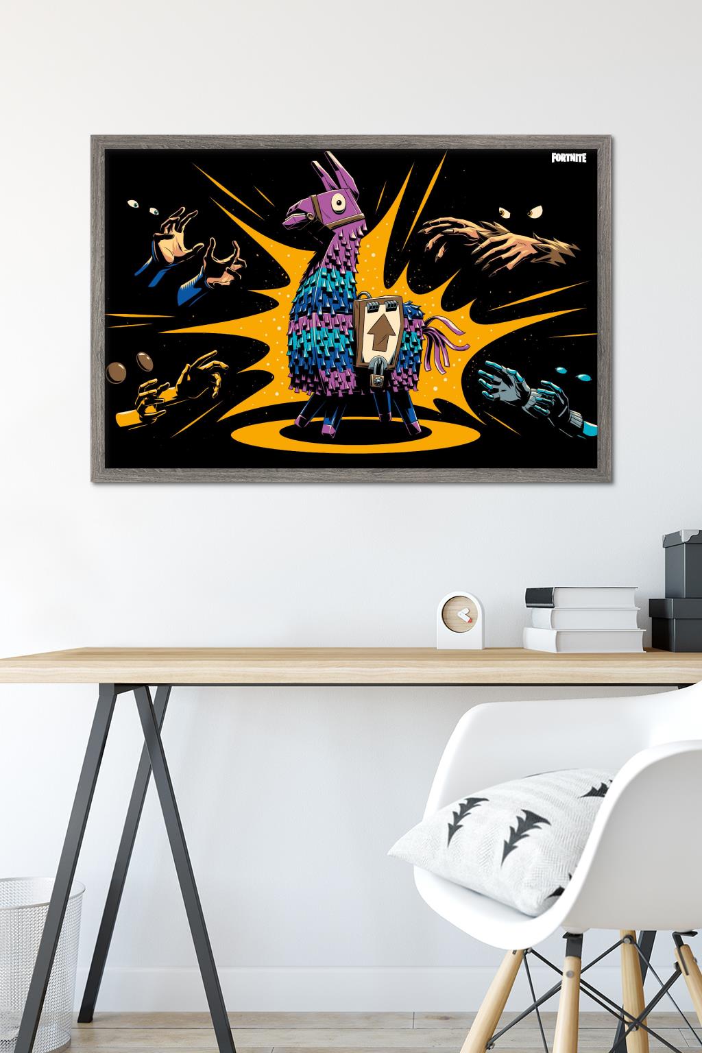 Fortnite - Loot Llama Lama Loading Screen Wall Poster, 22.375" x 34", Framed