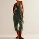 thumbnail image 3 of Pantalones Monos Cuello en V Una pieza Color sólido Bolsillos para mujer Traje diario Kuymtek Verde T XL para Mujer, 3 of 6
