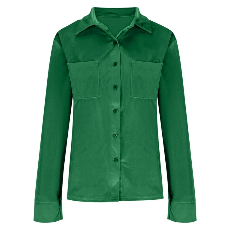 Brnmxoke Vintage Velvet Tops for Women Elegant Long Sleeve Button Down Shirts Velvet Blouses with Pockets Green,M - Walmart.com Brnmxoke Vintage Velvet Tops for Women Elegant Long Sleeve Button Down Shirts Velvet Blouses with Pockets Green,M - Walmart.com