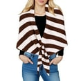 thumbnail image 4 of Xuniizn Shawl Wraps for Women Elegant Stripe Knitted Sweater Shawl Open Front Poncho Scarf Blanket Cardigan Pashmina Wraps for Fall Winter, 4 of 6