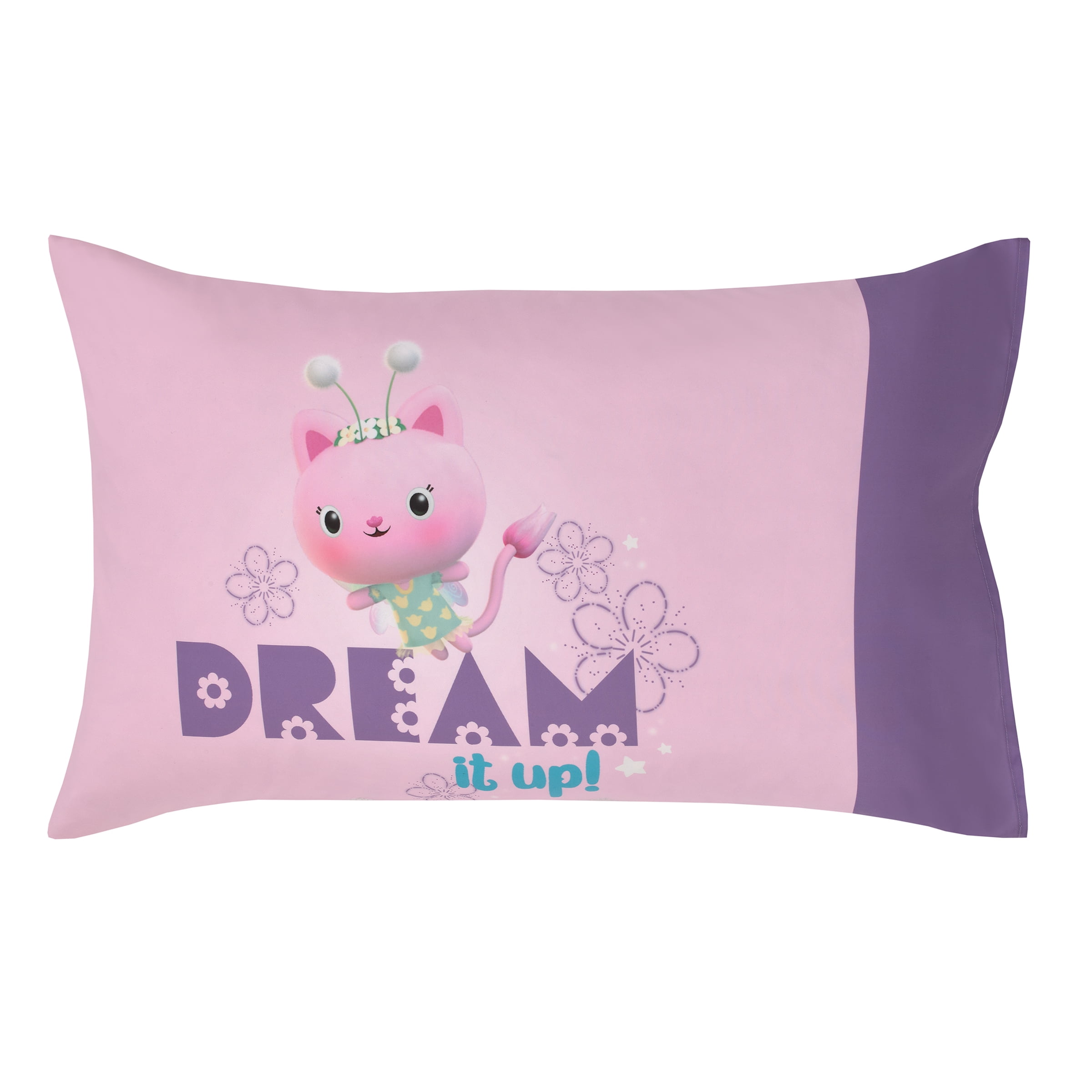 DreamWorks Gabby's Dollhouse Dream It Up 4 Piece Toddler Bed Set, Pink, Purple, Comforter, Top Sheet, Fitted Sheet, Pillowcase