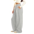 thumbnail image 5 of Teen Girl's Wide Leg Fleece Sweatpants 5-15 Years Elastic High Waisted Loose Baggy Track Pants with Pockets Streetwear, 5 of 9
