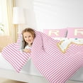 thumbnail image 4 of Feelyou Girly Monogrammed R Full Size Comforter Sets for Kids, Chic Abstract Stripes Bedding Comforter Set, Initial Letter Theme Reversible Bedding Sets, Microfiber Bedroom Decor, 3-Piece, 4 of 8