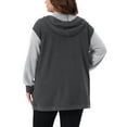 thumbnail image 3 of Chaqueta de mujer de talla grande Agnes Orinda con capucha, abierta al frente, bloques de color, manga larga, sudadera casual y holgada con bolsillos 4X Gris oscuro, 3 of 6