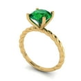 thumbnail image 2 of Clara Pucci 14K Yellow Gold Solid Gold Emerald Solitaire Anniversary Ring for Women - 2 cttw Round Cut, 2 of 8