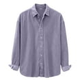 thumbnail image 5 of ZCFZJW Mens Corduroy Shirt Dressy Casual Long Sleeve Button Down Lapel Collar Shirts Lightweight Classic Loose Work Business Tops Purple L, 5 of 7