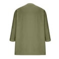 thumbnail image 4 of Women's Cotton Blend V Neck Henley Tunic 3/4 Sleeve Loose Fit Casual Pullover Top Army Green XL(XL), 4 of 9