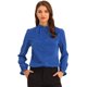 thumbnail image 1 of La oficina de trabajo abotonada de las mujeres remata la blusa elegante del cuello del soporte con volantes de gasa Azul Real XS, 1 of 5