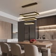 thumbnail image 2 of Living Room Office Modern Square 3-ring Chandelier Dimmable with Remote Control, 2 of 24